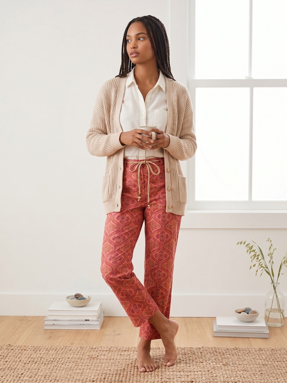 The‎ Limited Cassidy Fit Coastal Cowboy Cropped Pants Pink Coral Paisley Western